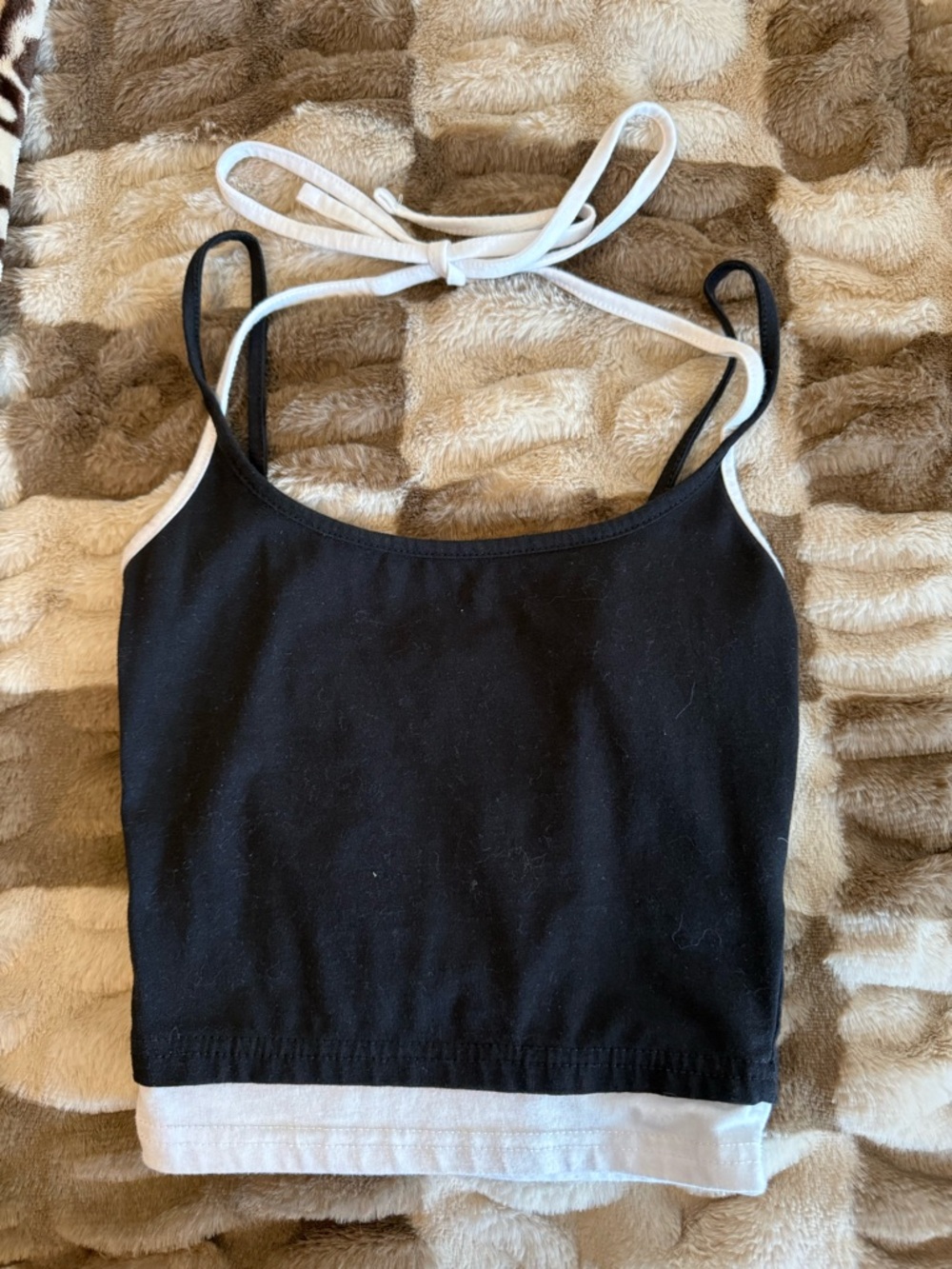 Tillys Black & White Halter-Back Cami Tank Top